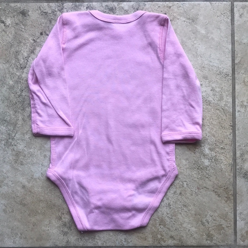 NWOT RabbitSkins lt pink LS LOVE onesie custom 12M - Picture 2 of 3